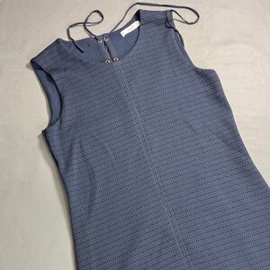 Mango Navy Textured Midi Dress Size 4